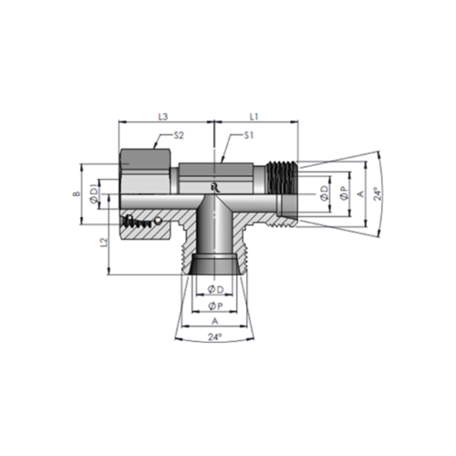 EL-S Swivel Nut Run Tee