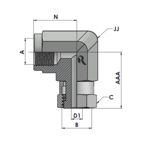 RJFS6503-00-00 Series MFS-FFSS -90° ELBOW