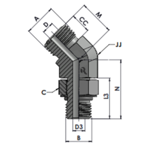 RJFS7300-00-00-NWO Series MFS-MMAORB 45° ELBOW